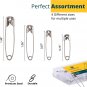 Safety Pins Assorted 4 Different Sizes - 300 Count - Strong Nickel Plated Steel,
