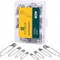 Safety Pins Assorted 4 Different Sizes - 300 Count - Strong Nickel Plated Steel,
