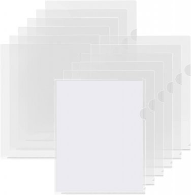 12 Pack Plastic File Folders, Clear Colored Project Pockets Plastic Sleeves, L-T