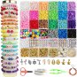 6200 Pcs Clay Beads Bracelet Making Kit, Flat round Polymer Heishi Friendship Br