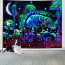 Mushroom Tapestry for Bedroom Blue Forest Wall Decor Tapestry Aesthetic Black Li