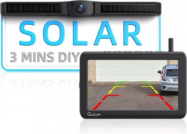 Solar Wireless Backup Camera with 4800Mah Battery, 3 Mins DIY Install, 7" 1080P