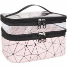 Makeup Bag Double Layer Travel Cosmetic Case Make up Organizer Toiletry Bag (Pin