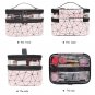Makeup Bag Double Layer Travel Cosmetic Case Make up Organizer Toiletry Bag (Pin