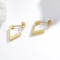 18K Gold Plated Titanium Triangle Huggie Hoop Half Open Stud Earrings Thick Tube