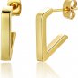 18K Gold Plated Titanium Triangle Huggie Hoop Half Open Stud Earrings Thick Tube