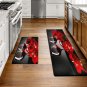 Red Wine Kitchen Rugs and Mats Set of 2 Modern Rose anti Fatigue Kitchen Floor M