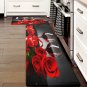 Red Wine Kitchen Rugs and Mats Set of 2 Modern Rose anti Fatigue Kitchen Floor M