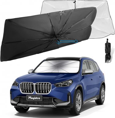 Car Windshield Sun Shade - Foldable Umbrella Reflective Sunshade for Car Front W