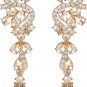 Champagne Fashion Rhinestone Statement Drop Dangle Earrings Long Crystal Bridal