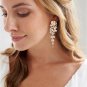 Champagne Fashion Rhinestone Statement Drop Dangle Earrings Long Crystal Bridal