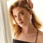 Champagne Fashion Rhinestone Statement Drop Dangle Earrings Long Crystal Bridal