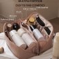 Large Capacity Travel Cosmetic Bag,Makeup Bag,Waterproof Portable PU Leather Mak
