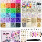 8000 Pcs Clay Beads Kit for Bracelet Making, 2 Boxes 24 Colors Flat Clay Beads L