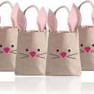 4 Pack Easter Bunny Basket with Handles Easter Bunny Bags for Kids Burlap Easter