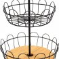 2-Tier Farmhouse Fruit Basket Stand, Wire Fruit Vegetables Countertop Storage Ra