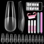 Long Coffin Nail Tips, 120Pcs Soft Gel Nail Tips Full Cover Set, Clear Acrylic F