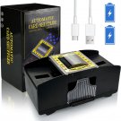 2 Decks Automatic Card Shuffler, Built-In Rechargeable Battery-Powered Electric