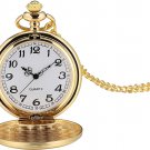 I-MART Smooth Vintage Pocket Watch with Chain (Gold)