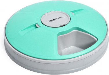 Automatic Electronic Timed Pet Feeder - 6 Portions, Plastic, Teal
