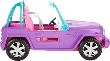 Barbie Toy Car, Purple Off-Road Vehicle with 2 Pink Seats and Treaded, Rolling W