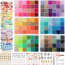 QUEFE 15000Pcs, 144 Colors Clay Beads, Charm Bracelet Making Kit for Girls 8-12,