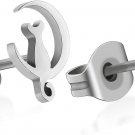 Pure Titanium Stud Earring Cat Moon Earrings Animal Earrings Hypoallergenic for
