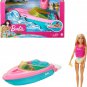 Barbie Doll and Boat Playset with Pet Puppy, Life Vest and Beverage Accessories,