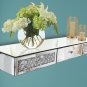 Mirrored Furniture Wall Shelf with Drawer, Crystal Diamond Floating Showcase, Si
