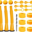 Gas Can Spout Replacement, Gas Can Nozzle,(3Kit-Yellow) with 6 Screw Collar Caps