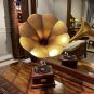 American Style Antique Golden Vintage Gramophone Figurine Model Vintage Decorati