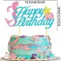 7Pcs Mermaid Happy Birthday Cake Topper Mermaid Cupcake Toppers Glitter Cupcake
