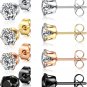 Pack of Screw Back Titanium Earrings Cubic Zirconia Simulated Diamond for Hypoal