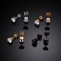 Pack of Screw Back Titanium Earrings Cubic Zirconia Simulated Diamond for Hypoal