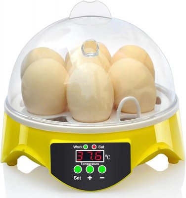 7 Egg Incubator 1-7 Eggs with Humidity Display, Automatic Egg Turner, Egg Candle