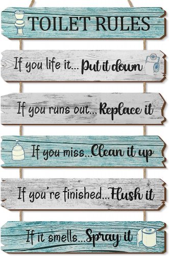 Funny Bathroom Sign Bathroom Wall Decors Toilet Rules Rustic Bathroom Door Signs