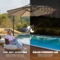 10Ft Solar LED Offset Hanging Market Patio Umbrella for Backyard, Poolside, Lawn