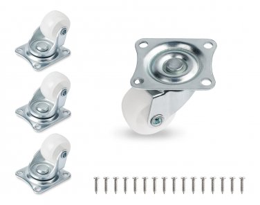 Cofufu 1" Low Profile Caster Wheels Set of 4, No Noise Casters for Furniture wit