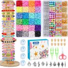 Suziko Bracelet Making Kit, 7400 Pcs Clay Beads Flat round Clay Beads for Jewelr