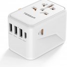 Universal Travel Adapter, 45W PD Fast Charger International Plug Adaptor with 2