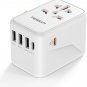 Universal Travel Adapter, 45W PD Fast Charger International Plug Adaptor with 2
