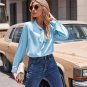Silk Tops for Women Long Sleeve Satin Blouses Bow Tie Neck Dressy Casual Office