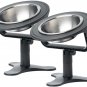 Adjustable Raised Cat Food Bowl, Tilted Elevated Bowl (2-Pack, Black)
