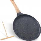 Nonstick Crepe Pan with Spreader, Granite Coating Flat Skillet Dosa Tawa Tortill