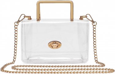 Clear Purse Stadium for Women, Small Gold Clear Crossbody Bag for Concert, Cute