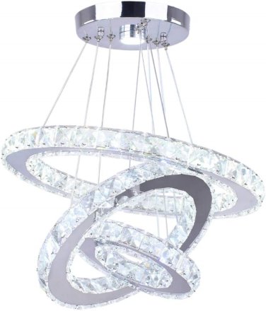 Modern LED Crystal Chandelier Light Fixtures 3 Ring round Pendant Lighting Chand