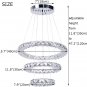 Modern LED Crystal Chandelier Light Fixtures 3 Ring round Pendant Lighting Chand