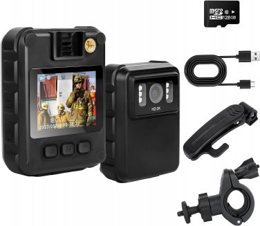 128GB 2K Body Worm Camera with Audio,1440P Police Body Camera with Night Vision,