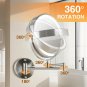 8.5 Inch Rechargeable Wall Mounted Makeup Mirror Brushed Nickel, Double Side Dua