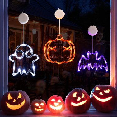 Halloween Decorations,3 Pack of Orange Pumpkin,White Ghost and Purple Bat Hallow